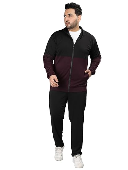 Plussize Men Winter Zipper Sports Gym Track Suit Set