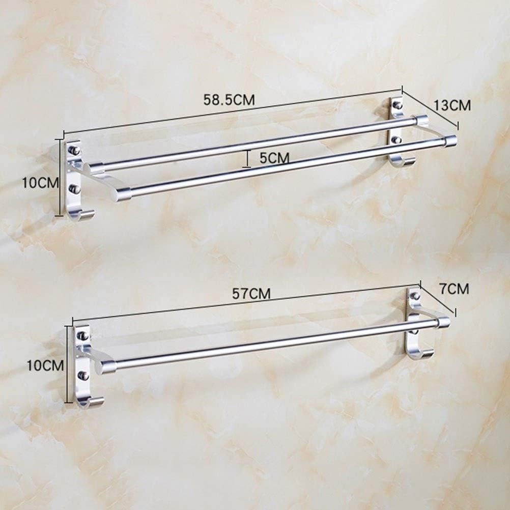 Towel Rail Bathroom Storage Shelf with Hooks Folding Towel Rack with Towel Rails Wall Mount Shower Caddy Basket for Dorm Kitchen 24in aw D-26 (Size : Single pole) (Double Poles) image 2