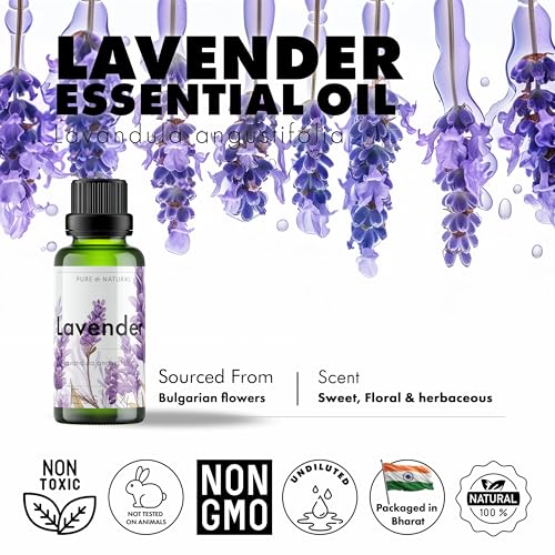 Image of Esslux Lavender Essential Oil for Diffuser | 100% Pure Natural Oil for Skin & Hair | Ideal for Relaxation & Nourishment | Perfect for Soap Making Scent, 15 ML