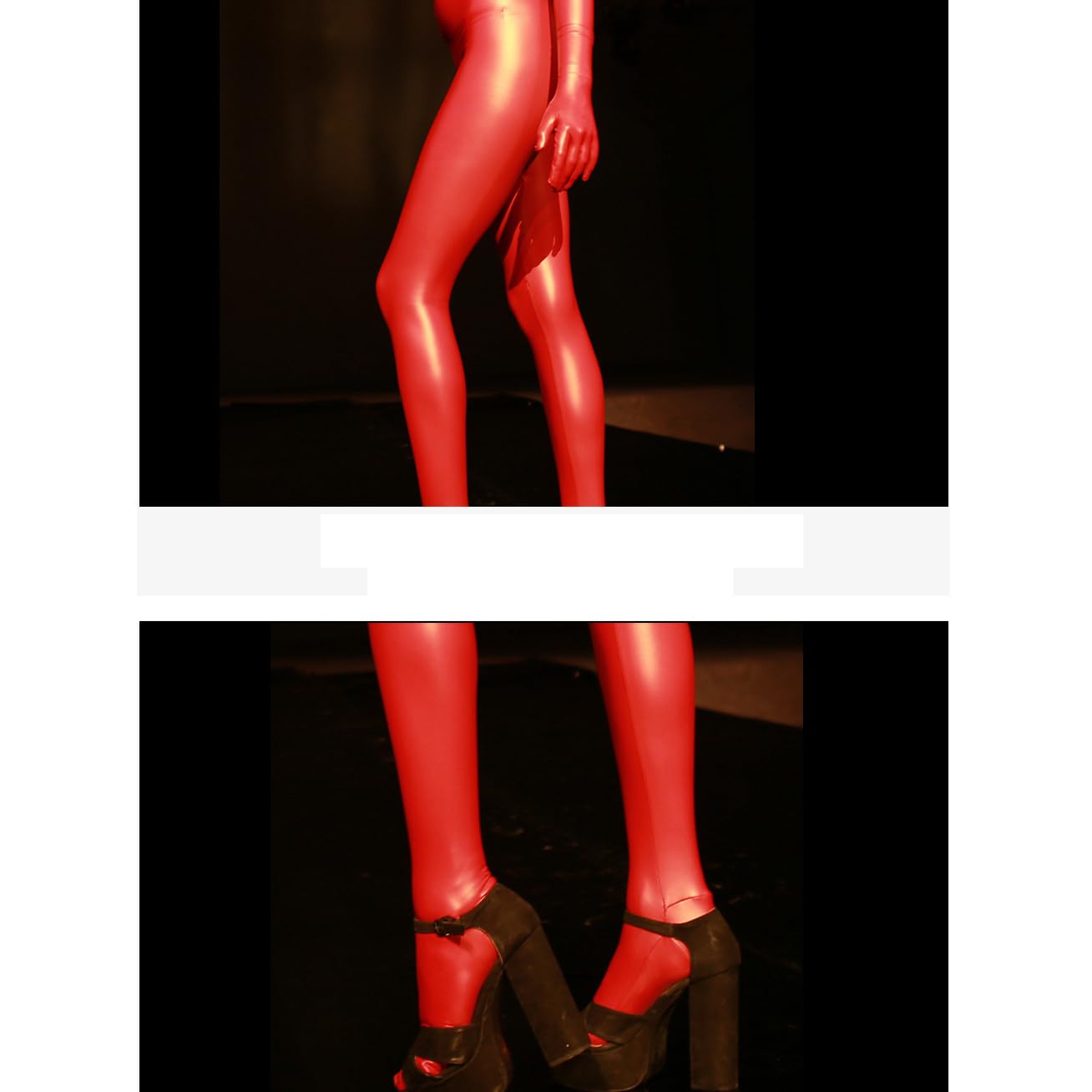 SXHEYUY Combinaison PU Pantalon en Cuir Femmes Moulante Rouge Wetlook Custome Clubwear Slim Fit Club Costumes de fête