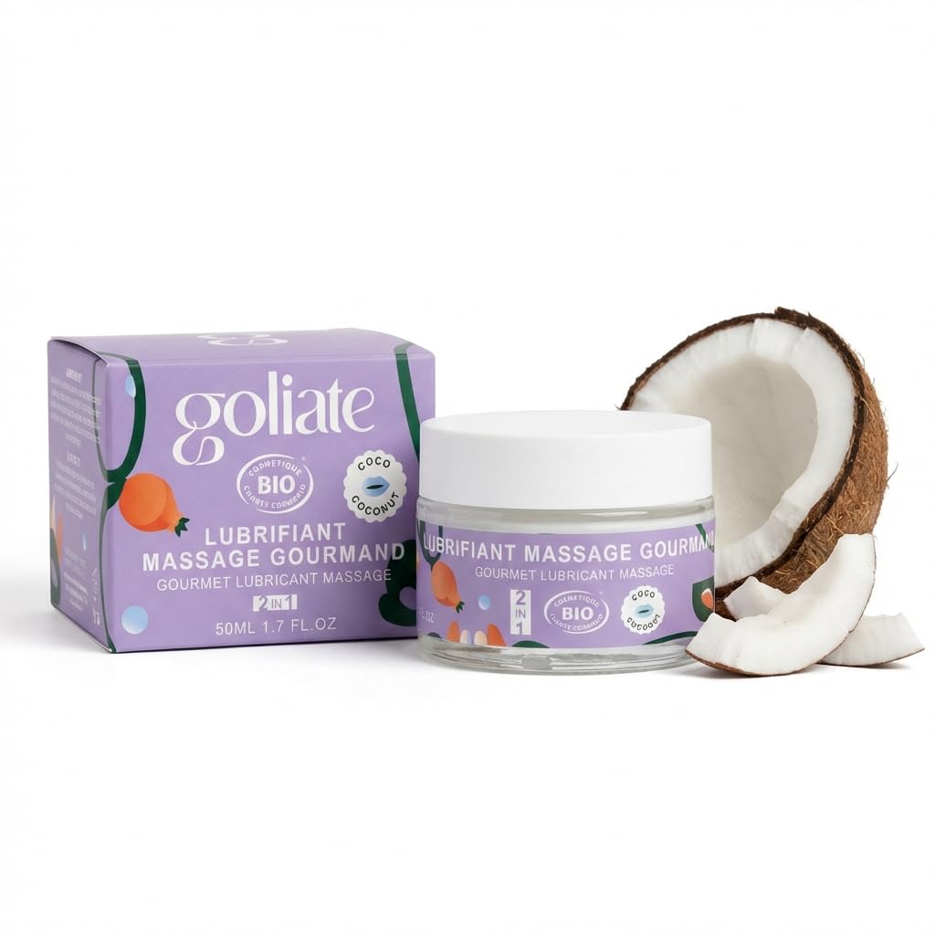 Goliate Huile de Massage Comestible et Lubrifiant Intime 2en1 Bio 50ml — Le Couple Gourmand, Certifié COSMOS ORGANIC par Ecocert, Végan, Fabriqué en France