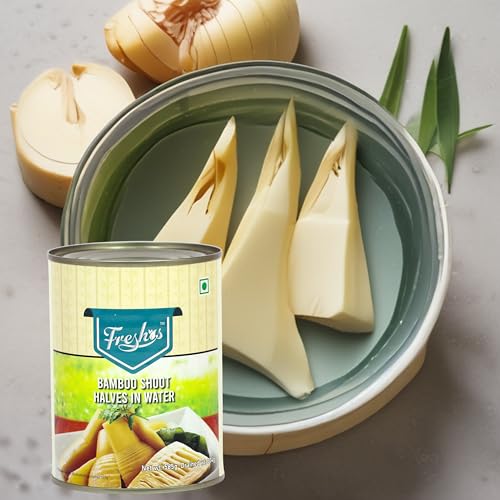 Image of Freshos Bamboo Shoot Halves in Water, 565 g, White & Yellow
