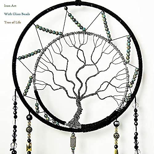 7 Chakren Baum des Lebens Traumfänger Wanddekoration mit Regenbogen Heilung Kristall Stein Handmade Black Feather DreamCatchers Wand hängende Ornamente für Schlafzimmer Decor Segen Geschenk Hochzeit