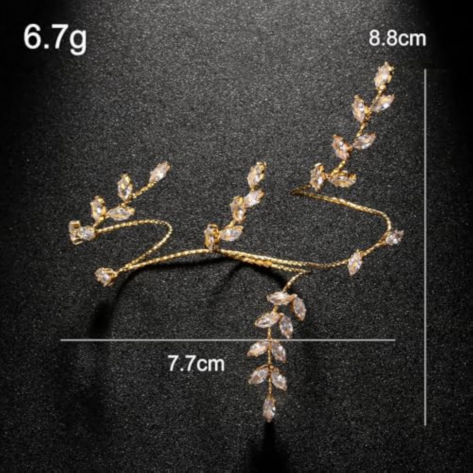 Leaf Design Zircon Bracelet for Women, Adjustable
