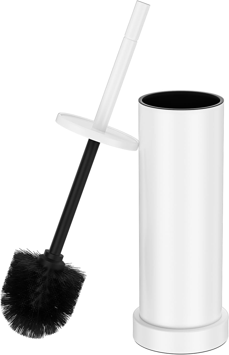 Juego de escobilla de inodoro y soporte de acero inoxidable 304, cepillo de inodoro resistente y soporte con cuenco interior extraíble, protección contra salpicaduras, mango largo para baño