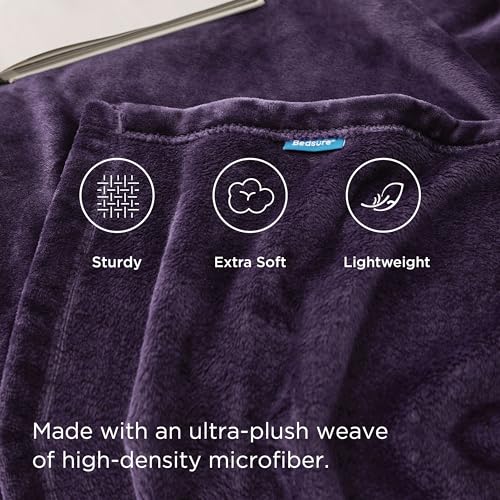 Image of Bedsure GentleSoft Fleece Bed Blankets Large Size Purple - Soft Lightweight Fuzzy Cozy Luxury Oversized King Blanket Microfiber, Room Home Decor Gifts for Women and Men, 120x120 inches