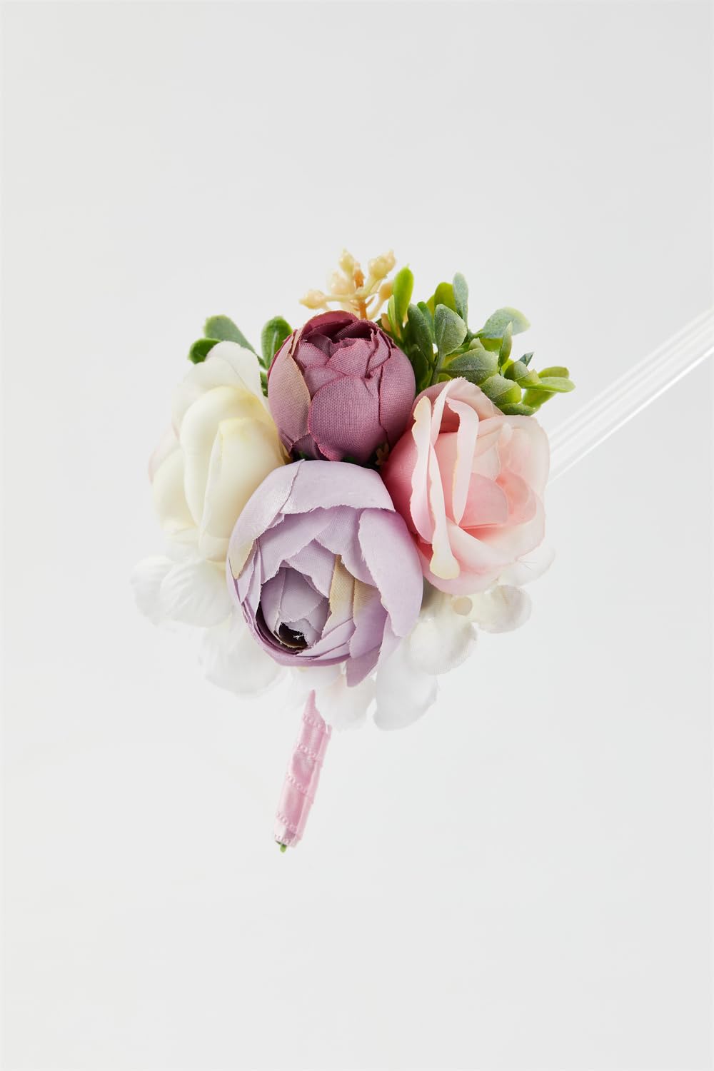 TXLEAPEY Wedding Corsages flower Groom Boutonniere Purple Silk Rose Man Brooches Wedding Bridesmaids Bracelet Wrist Corsage(Corsage R)