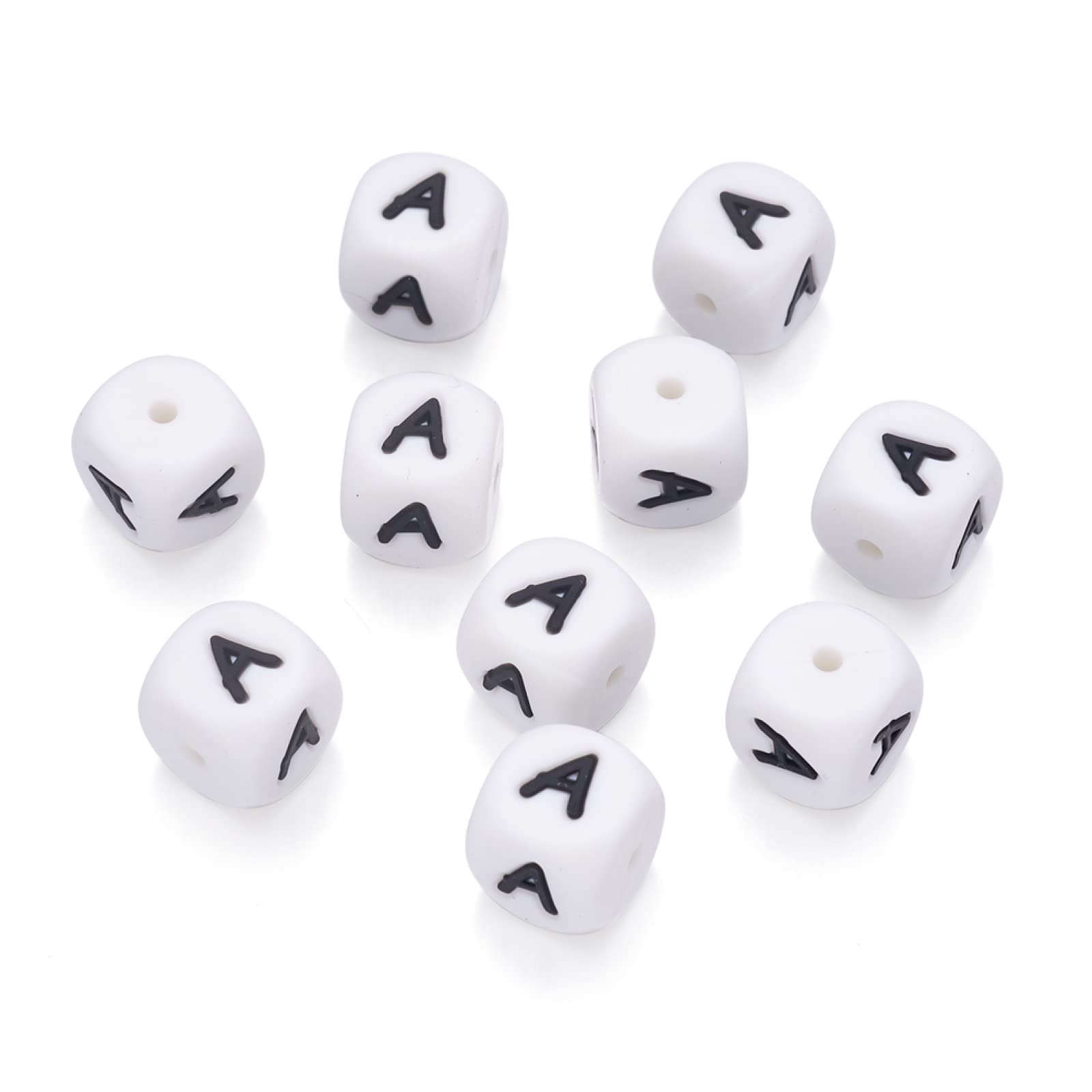 FASHEWELRY 10Pcs Witte Siliconen Letter N Kralen 12Mm Alfabet Siliconen Spacer Kralen Voor Diy Armbanden Kettingen Oorbellen Sieraden Maken 2mm Gat