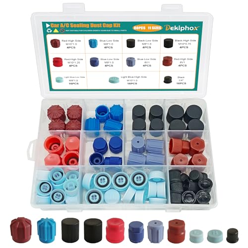 80PCS AC Caps for Cars, A/C High Low Side Valve Core Port Dust Cap Set R12 R134a AC Service Valve Cap Automotive Air-Conditioning System Repair Kit