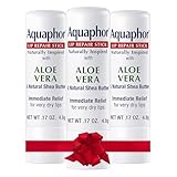 Aquaphor Naturally Inspired Lip Repair Stick with Aloe Vera and Natural Shea Butter, Hydrating Lip Balm Immediately Relieves Dryness and Soothes Chapped Lips, 0.17 Oz Stick, Pack of 3