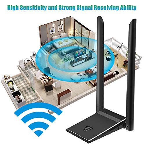 Adattatore Antenna WiFi USB, Dual Band WiFi 1200Mbps (300Mbps/2.4G & 867Mbps/5.8G) Wireless Chiavetta WiFi Dongle per PC/Desktop/Laptop/Windows 10/8/7/ Vista/XP/Linux Mac OS