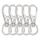 SHONAN 2.7 Inch Swivel Snap Hooks, 5 Pack Small Stainless Steel Spring Clips, Flag Pole Clips, Scuba Diving Clips Spring Hooks for Dog leashes, Keychains, Bird Feeders, Pet Chains and More