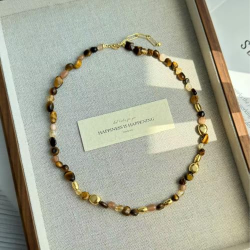 Collier perles caramel et pierres précieuses | Bijou de clavicule luxe - 2