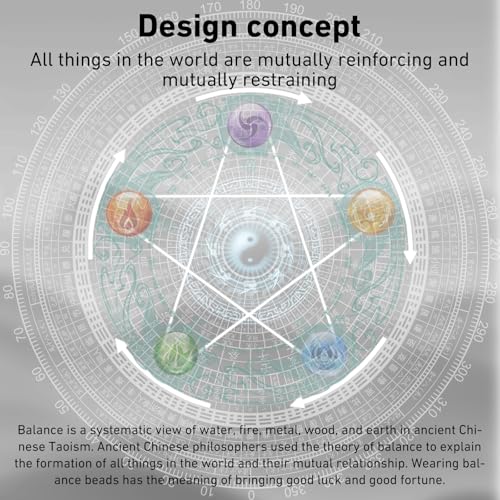 Five Elements Balance Feng Shui Bracelet – Energy Cycle Jewelry for Men Women – Original Crystal Design for Good Luck, Abundance, Protection & Harmony3