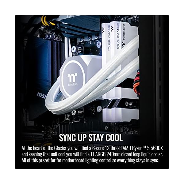 Thermaltake Graphite 360 Gaming PC (AMD Ryzen 5 5600X, RTX 3060, 16GB RGB 3200Mhz DDR4 ToughRAM RGB Memory, 1TB NVMe M.2, WiFi, Win 10 Home) Gaming Desktop Computer S1BK-B550-G36-LCS,Black - Image 7