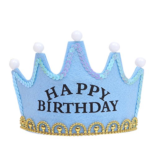 Preisvergleich Produktbild Pu ran LED leuchten Happy Birthday Prinzessin King Crown Cap Weihnachten Party Stirnband Size Happy Birthday (Blau)