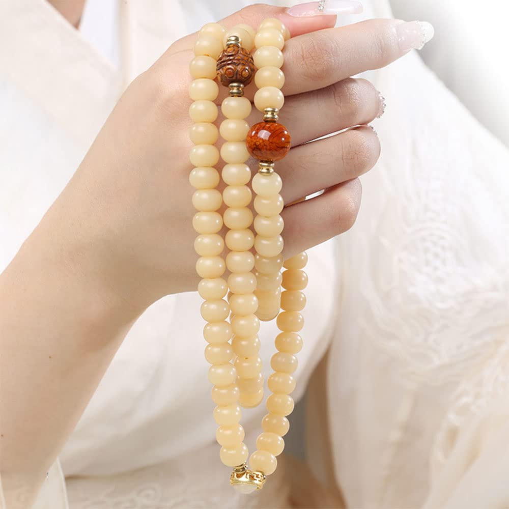108 Collana con Braccialetto di Perline Bodhi Naturali stagionate