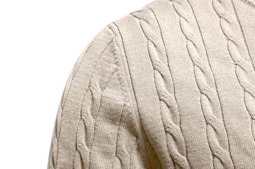 WNBEOTMen's Cotton Knitted Pullover Sweater, 95% Cotton 5% Elastic, Soft Breathable Slim Fit, Round Neck4