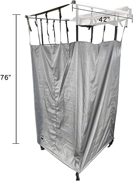 Overland Vehicle Systems HD Nomadic Car Side Shower Room with Black 1000G PVC Travel Cover, Universal L - Brackets, Dark Grey Body with Silver Inner Lining