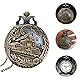 UKCOCO Hohl Design Vintage Taschenuhr Hängenden Taschenuhr Zug Eisenbahn Quarz Taschenuhr mit Kette für Männer Frauen