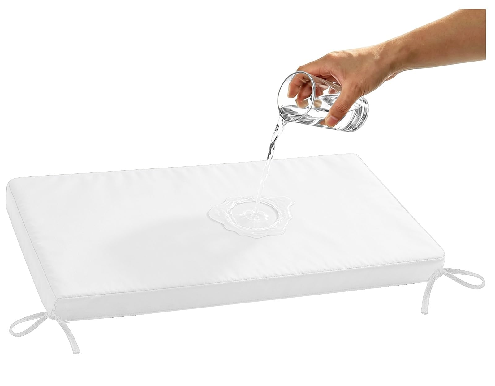 YNJJKA Outdoor Sofa Cushions Replacement Waterproof Outdoor Bench Cushion Waterproof 80% with Ties, Comfortable Cushion for Patio Porch Swing Garden Furniture(White,120x50 cm 47x20 in)