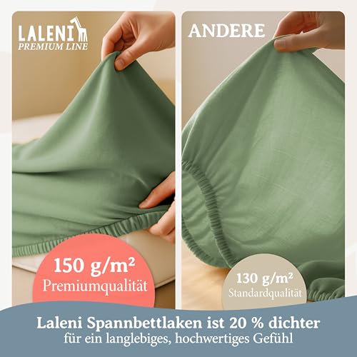 Laleni Premium Spannbettlaken, 70x140x15cm, für Babybett & Kinderbett, 100% Baumwolle, Oeko-TEX Zertifiziert, Grün – Ansicht 4