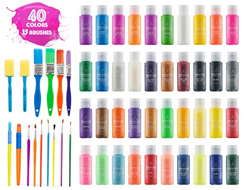 Kids Tempera Paint Set | Value Pack Includes 40 Washable Non-Toxic Colorful Paints