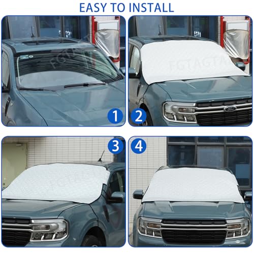 Image of Windshield Snow Cover Fit for Ford Ranger Maverick 2022-2024, Front Windshield Cover for Ice and Snow, Auto Extra Thick Windshield Ice Cover Protects Windshield from Rain, Sun, Frost