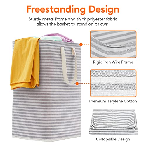 Image of Lifewit 23.6 inch Large Laundry Hamper Tall Laundry Basket Freestanding Water-Resistant Storage Baskets with Handles for Bedroom,Bathroom, Grey