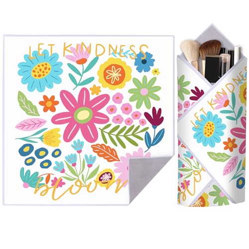 Boho Floral Makeup Bag Gifts for Women, Girls, Magic Cloth Portable Protective lazy Cosmetic Pouch, Let Kindness Bloom Mental Health Gifts - Retro Flower Bohemia Boho Gifts for Boho Lovers