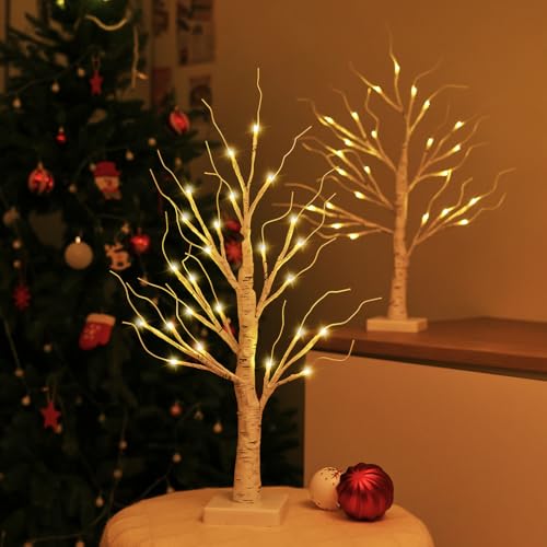 Verinatural 2er Set 60 cm Lichterbaum mit 24 Warmweiß LEDs...