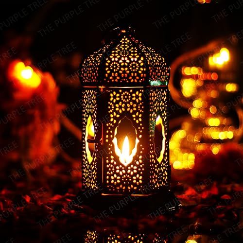 The Purple Tree Brass Moroccan Lantern Lamp Tealight Candle Holde...