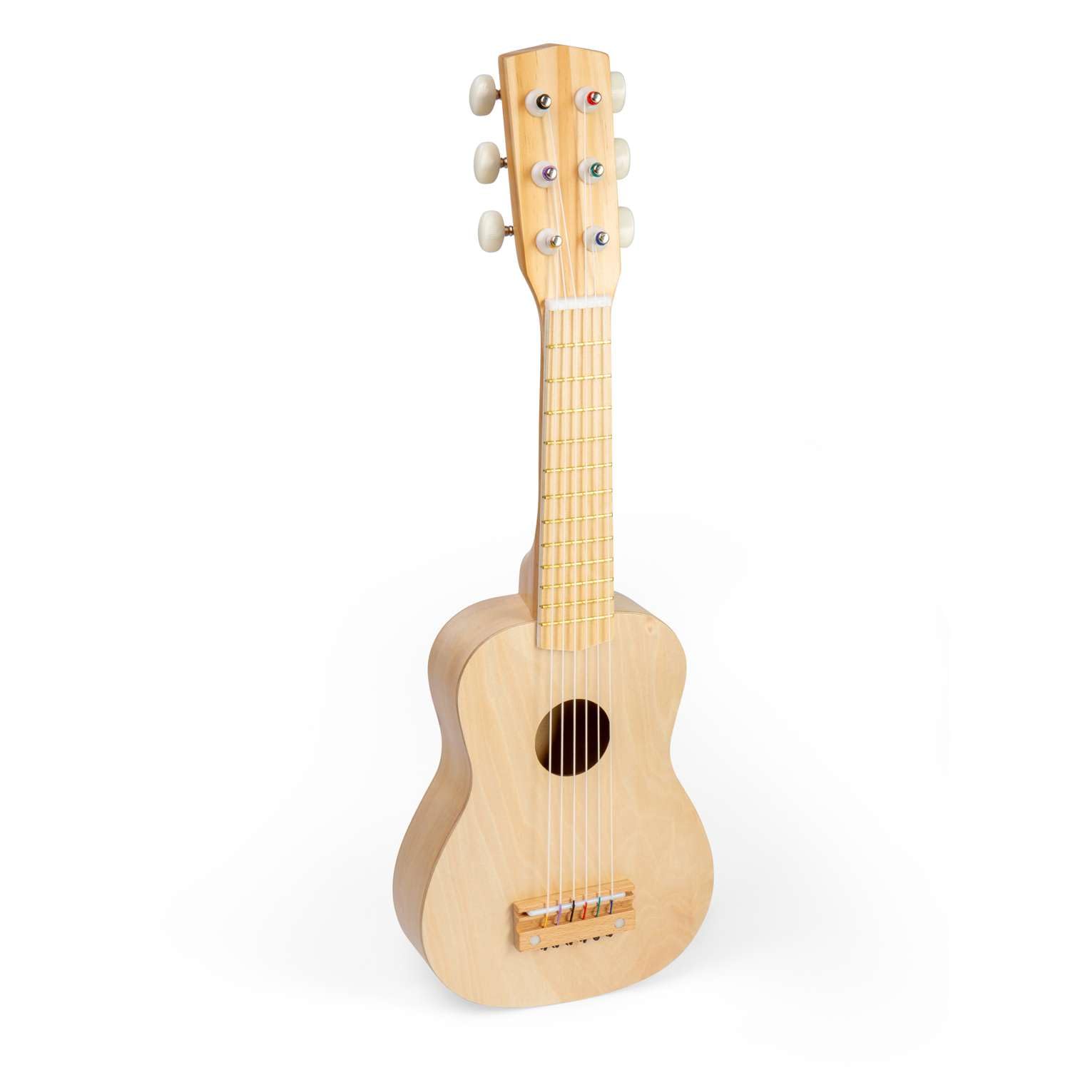 Bigjigs Gitara naturalna, drewniany instrument dla małych dzieci, zabawkowe instrumenty muzyczne, pierwsze gitary akustyczne dla dzieci, narzędzie do nauki muzyki dla początkujących, ze strunami
