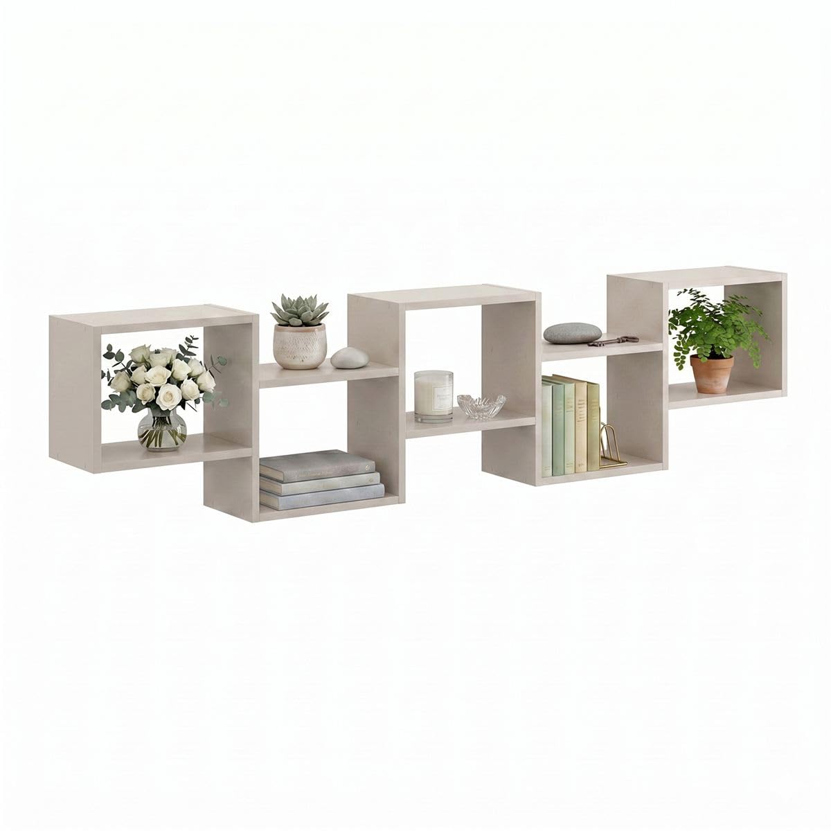 Mordern - Estantería de pared, 44 x 185 x 18 cm, diseño flotante para salón, dormitorio, oficina y cocina (cachemira)
