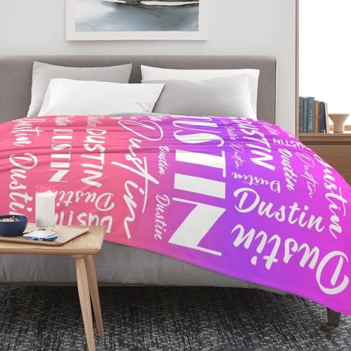 Name Blanket Personalized Name Blanket Customized Blanket with Name Text for Adult Kid Birthday Christmas Mothers Fathers Valentines Day Gift