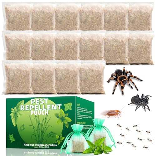 16 bolsas repelentes de arañas naturales, aceite de menta, araña, cucaracha, avispa, abeja, repelente para patio, porche, jardín, repelente de plagas para interiores y exteriores
