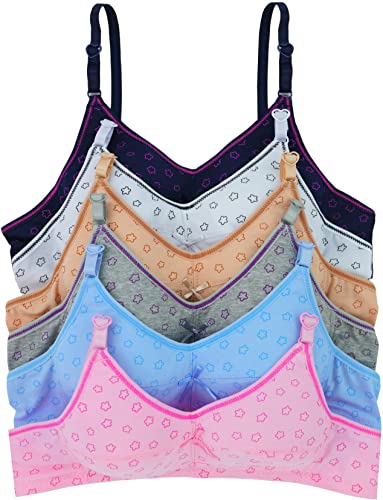 ToBeInStyle Girls' Junior Pack of 6 Soft Cup Wireless Training Bras - A Cup