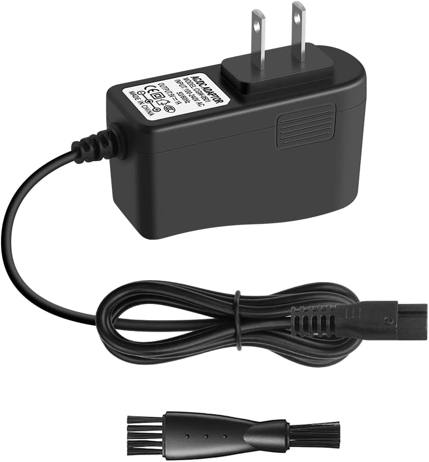 Meridian Trimmer Charger Replacement for Meridian Grooming Electric Shaver Trimmer 5V Charging Cable for Meridian Power Cord Adapter 5V 1A Wall Charger AC/DC Power Adapter with Shaver Brush 6.6FT