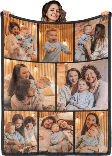 PLYIHE Manta Personalizada,Manta Personalizada con Foto,Personalizar Manta Franela con Texto sofá y Cama,Regalos para papá mamá Parejas Cumpleaños Regalo Dia de la Madre Aniversarios San Valentín