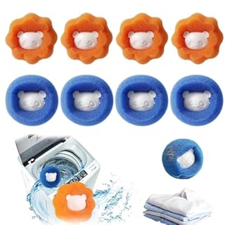 WeddHuis 8 pièces Attrape Poils Machine à Laver, Réutilisable, Anti-enchevêtrement, Boule de Lavage pour Chien et Chat, Filet Linge Boule Anti Poils, Boule de Lavage, épilateur pour Animaux