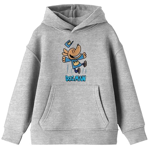 Bioworld Dog Man Jumping Youth Girl's Athletic Heather Long Sleeve Hooded Sweatshirt