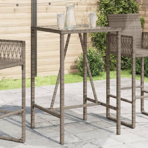 Mesa de bar de jardín gris de 70x70x110 cm resistente para balcón exterior 2