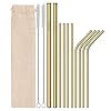 homeasy Rietjes, herbruikbaar, lange en korte set, roestvrij stalen rietjes in goud, met reinigingsborstels en stoffen…