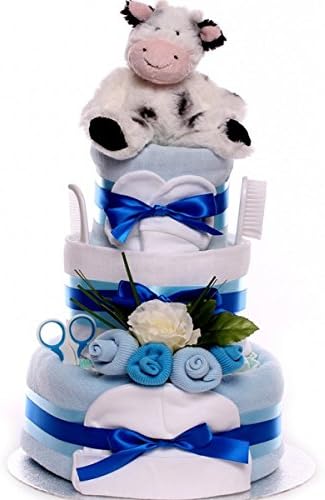 Moo Vache A Couches Gateaux 3 Etages A Couches Gateau Cadeau Couche Gateau Pour Un Bebe Garcon Avec Vache Theme Couche Gateau Idee Cadeau Naissance Garcon Amazon Fr Bebe Et Puericulture