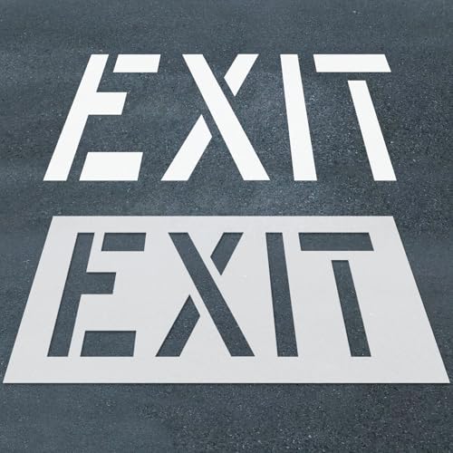 EXIT Stencil, 12" Letter Height, Foldable Reusable Silicone EXIT Pavement Marking Template, Ideal for Driveways, Parking Lots, Asphalt & Concrete