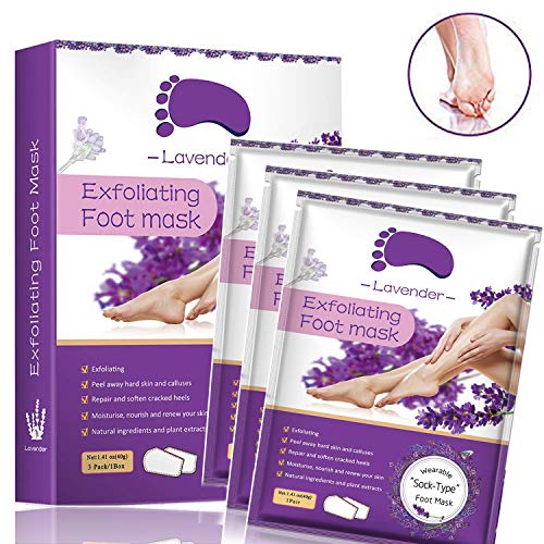 Foot Peel Mask 3 Pack, Natural Peeling Away Calluses and Dead Skin Cells, Make Your Feet Baby Soft, Repair Rough Heels- For Men & Women Lavender