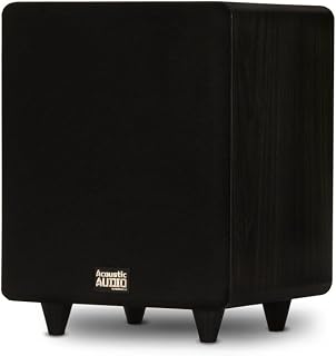 Acoustic Audio PSW300-8 Home Theater Powered 8" LFE Subwoofer Black Front Firing Sub