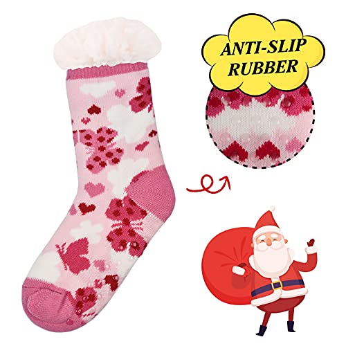Image of 3 Pairs Fuzzy Slipper Socks for Women Men, Winter Warm Soft Fleece Lined Non Skid