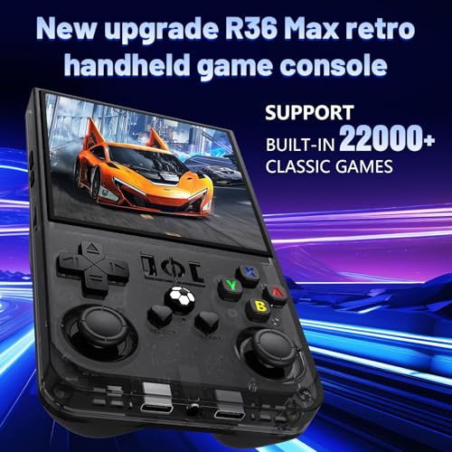 Image of R36MAX Retro Handheld Game Console, 4.0-Inch IPS Display, 720x720 Resolution, Linux System, 64GB Support 18,000+ Classic Games, 4000mah Battery, with Portable Case(Black 64GB)