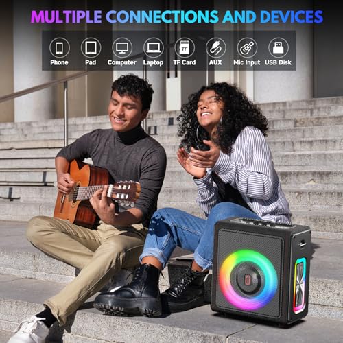 Image of Karaoke Machine, Portable Bluetooth 5.3 Speaker with 2 Wireless Microphones for Adults, 200W Retro Leather PA System with Pitch Correction, Supports TV /TWS /TF Card /USB /AUX /Live (2MICS)